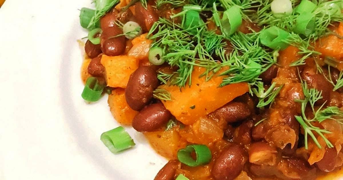 Запеченная фасоль с тыквенным маслом
