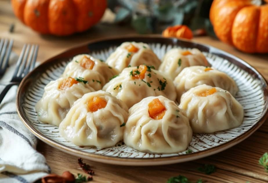 Манти з гарбузом і м'ясом