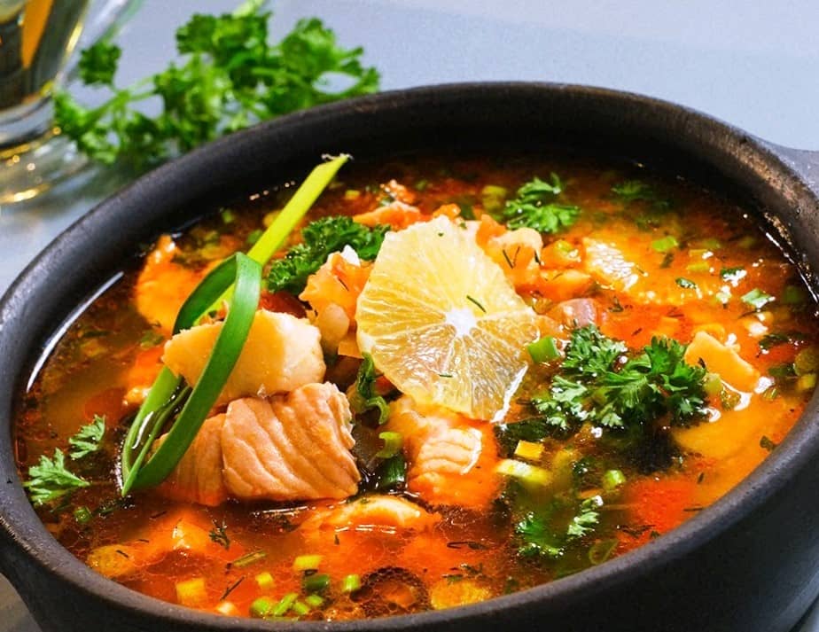 Lean fish solyanka recipe | Healthy low-calorie fish soup with corn oil