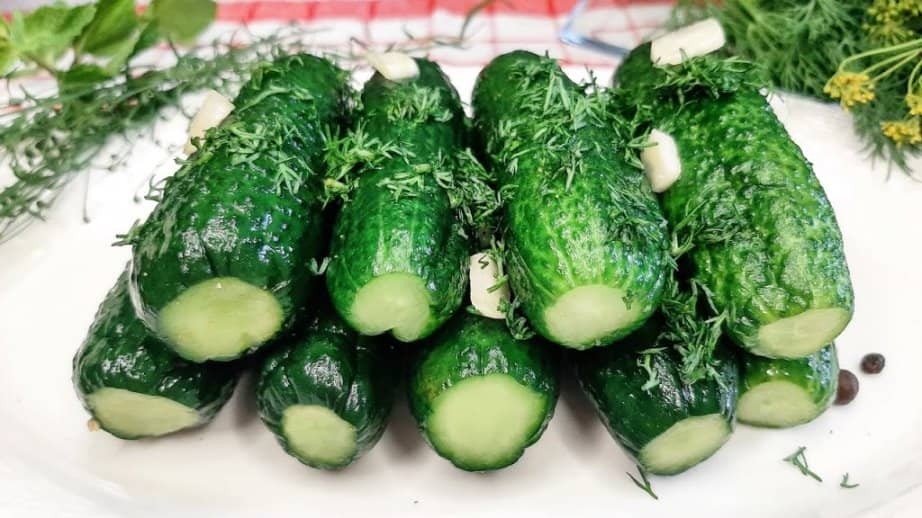 Lightly salted cucumbers with Adyghe salt